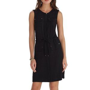 White House Black Market Black Camp Shirt Utility Sleeveless Dress Size 2